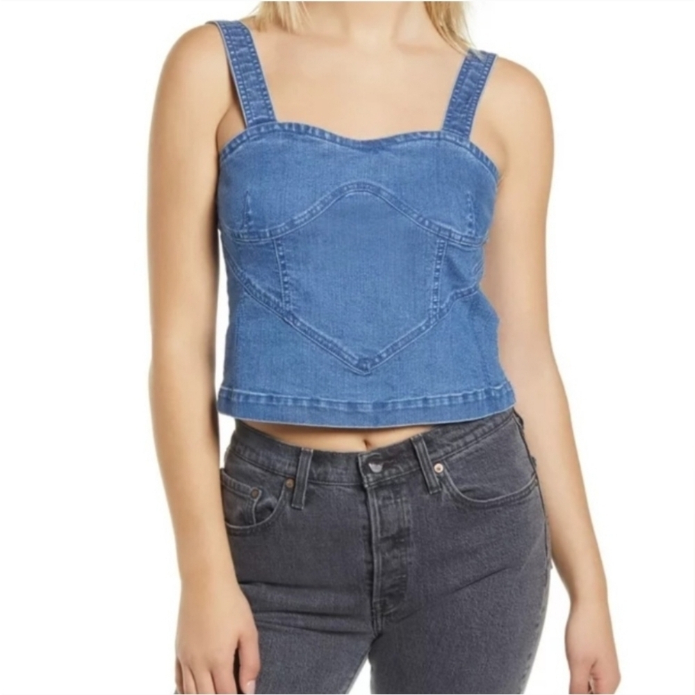 Vero Moda Denim Sandy Cutline Top Size XS